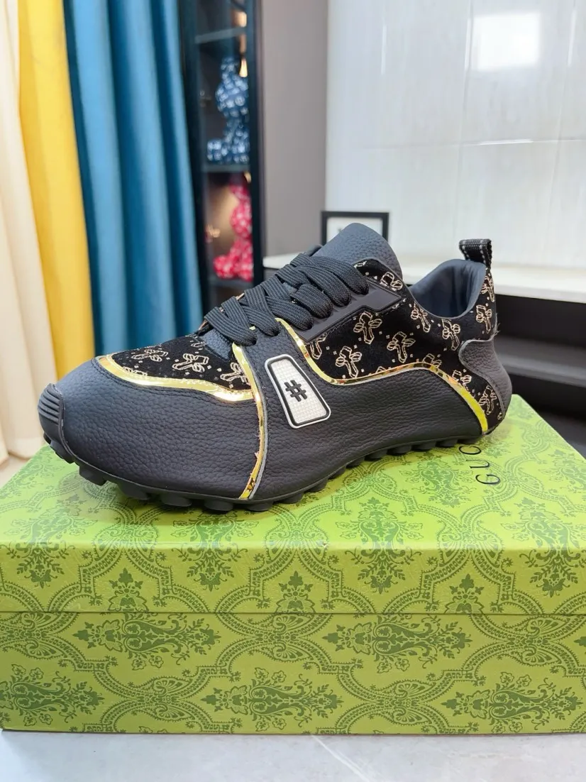 Men's shoes 💰560🌹🌹【GUCCI】pop-top casual sneakers with daddy outsole, breathable and comfortable, easy to walk, a versatile style for trendy men, upper with cowhide edged outsole design➕genuine leather lining➕Gucci's popular original outsole, sports and running style, super comfortable. Code number 38-44